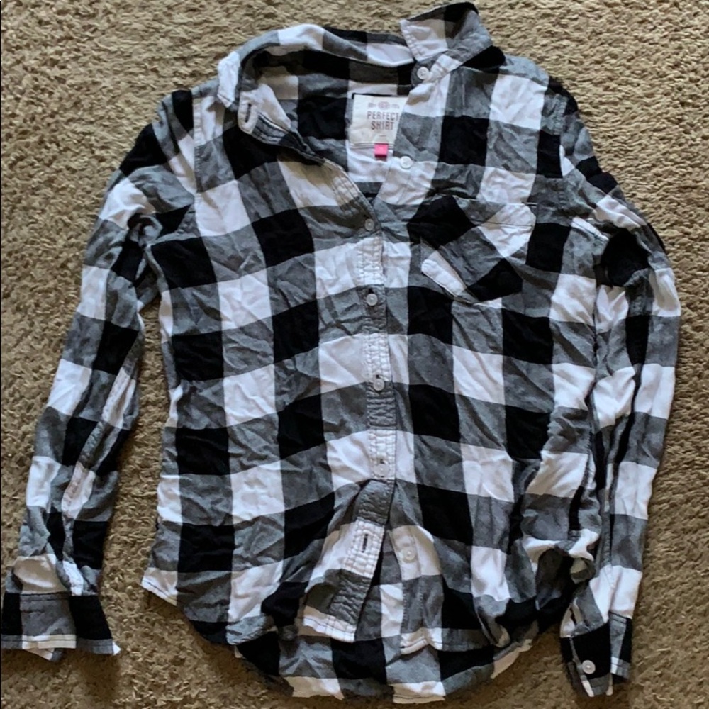 plaid button down